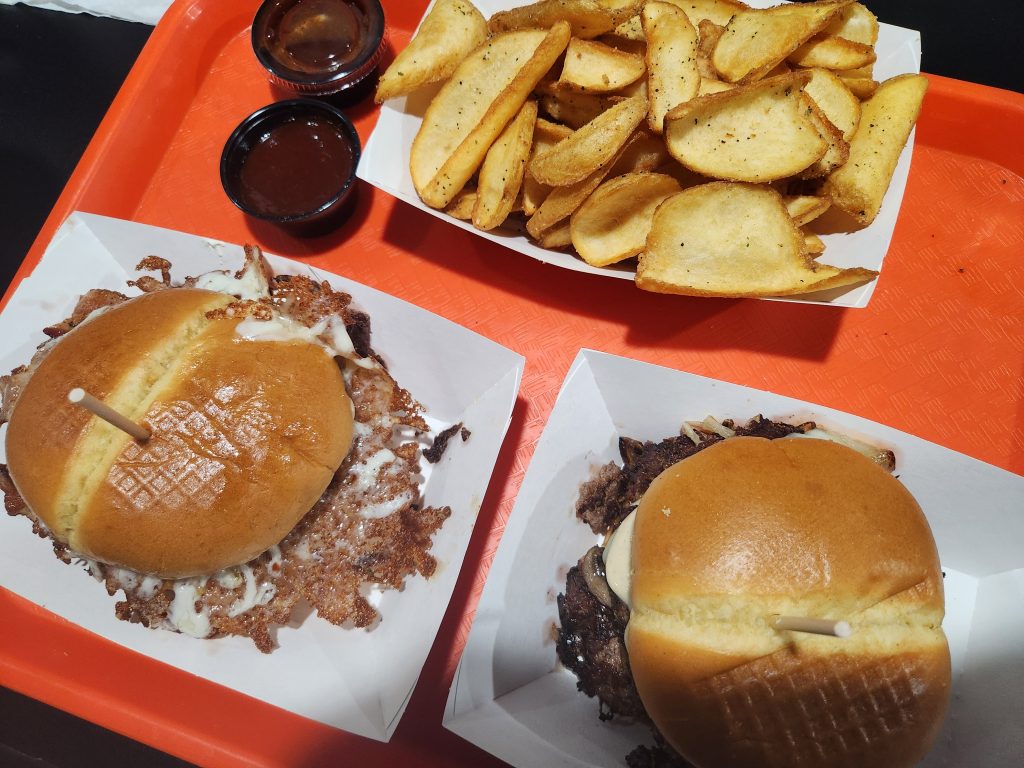 Bro Man's shroom pop'r berry burgers and dipper fries