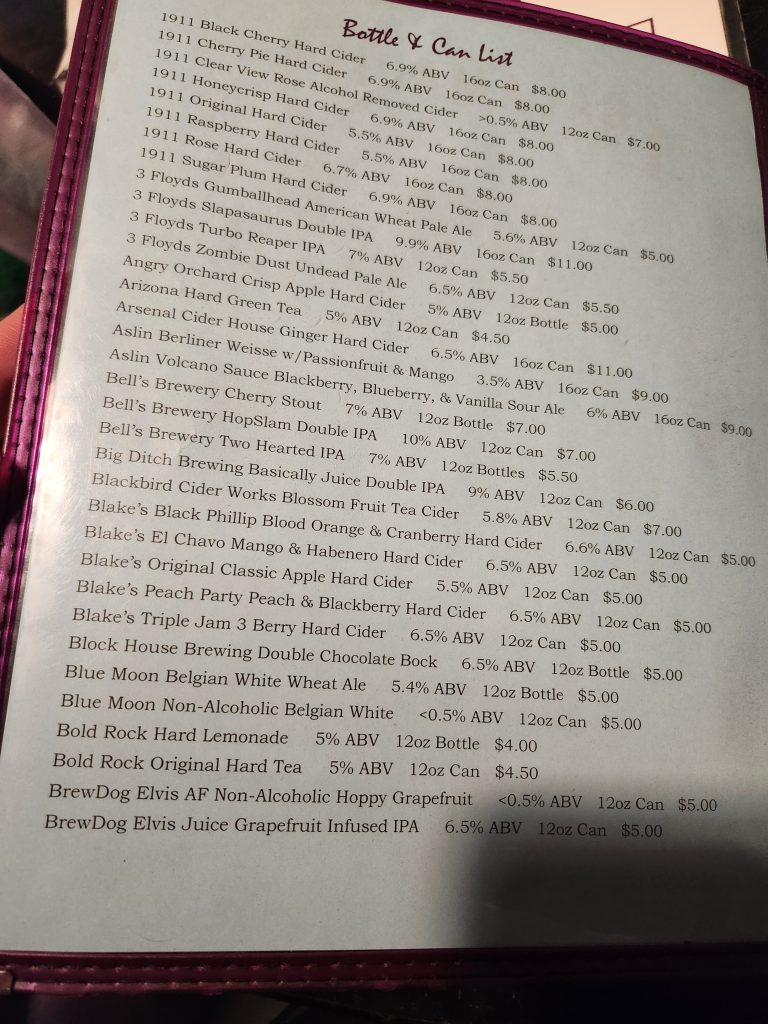 Calamari's drink menu - 2