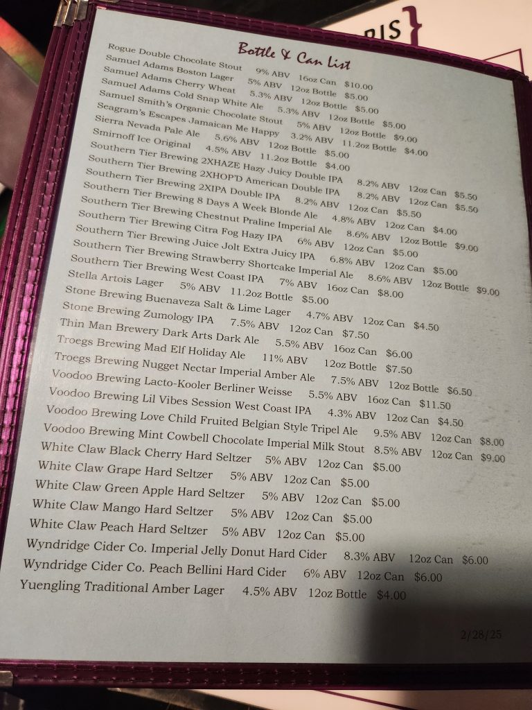 Calamari's drink menu - 6