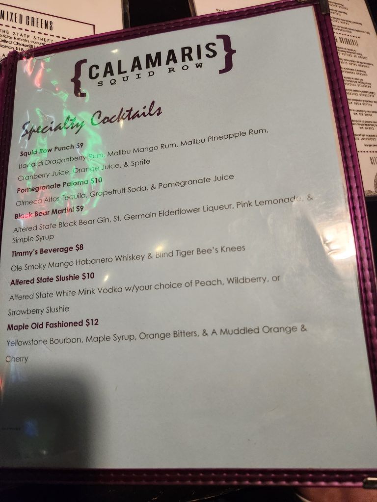 Calamari's drink menu - 7