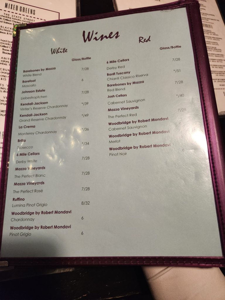 Calamari's drink menu - 8