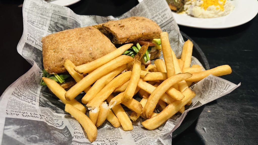 Veggie Focaccia with fries